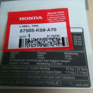 sticker stiker label logo tulisan informasi ban new vario 150 esp k59j original honda