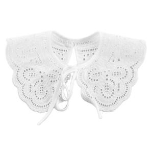 Womens Hollow Out Dragonfly White False Fake Collar Jacquard Floral Lace Big Shawl Necklace Short Poncho Capelet