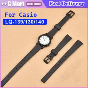 Watchband for Casio Watch Strap LQ-139 Small Round Watch Small Dial Black Watch Womens 12mm Resin Rubber Watch Strap