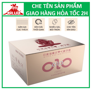 Bao cao su siêu mỏng Olo 001 Hường Gân gai nhiều gel bôi trơn kéo dài thời gian quan hệ India Gamma Delay - Hộp 10 bao