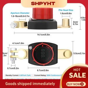 SHPYHT สวิทช์ตัดการเชื่อมต่อแบตเตอรี่12V-48V กับ LED โวลต์มิเตอร์ DC 5-60V สวิตช์ฆ่าเปิด ปิดแบตเตอรี่ตัดสวิทช์สำหรับรถยนต์