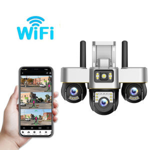 V380 3-lens 6MP pixel high-definition solar-powered surveillance camera 360-degree all-round camera