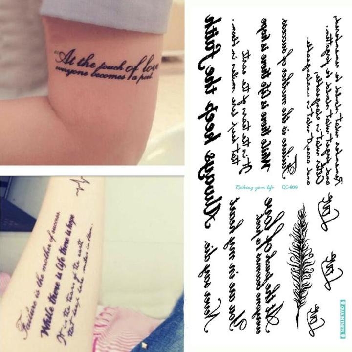 Tattoo Stickers English Word Lasting Realistic Transfer Temporary Black  Letters | eBay