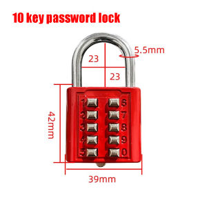 Button Password Lock Travel Box Locker Outdoor Padlock Red Black 6/10 Keys Waterproof Rust Proof