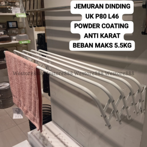 Jemuran Dinding Besi Lipat Hemat Tempat 5 Tier Ukuran 77x46x18cm WEO IF2351