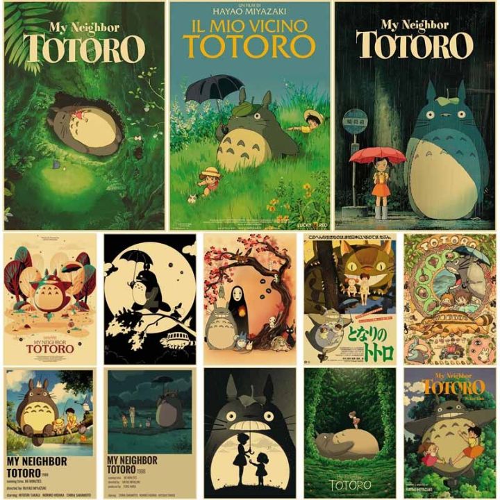 Vintage Hayao Miyazaki Anime Movie Posters My Neighbor Totoro Retro Kraft  Paper Poster Home Room Bar Decoration Wall Stickers