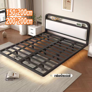 พร้อมส่งจากไทย เตียงลอยสวย5/6ฟุต เตียงโครงเหล็กหนา ความสามารถในการรับน้ำหนักที่แข็งแกร่ง เตียงนอน ฐานเตียง+หัวเตียง แบบอย่างหนา