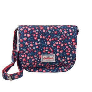 Cath Kidston Cotton Small Saddle Bag Crossbody Handbag Dulwich Ditsy Mini Floral Pattern in True Navy Color