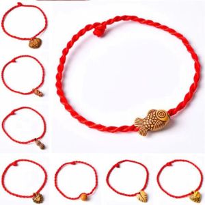 JJT Chinese Style Lucky Bracelet for Exams - Handmade Red Rope with Golden List Charm for Students Motivational Gift for Graduation