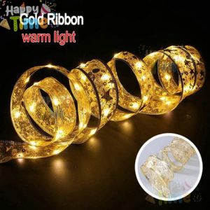【Happy Time】4M LED Ribbon Fairy String Lights Battery Operated Christmas Tree Garland Warm White DIY Decorative Lights for Xmas Tree Party Wedding Home Holiday Decoration Flexible Reusable Ornaments