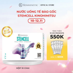 Bộ 3 Hộp Nước uống Collagen StemCell Kinohimitsu trẻ hóa tái tạo da từ tế bào gốc 50g x 30 chai