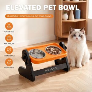Elevated Pet Feeding Station With Height Option For Comfortable Dog Cat Dining Feeding Bowl