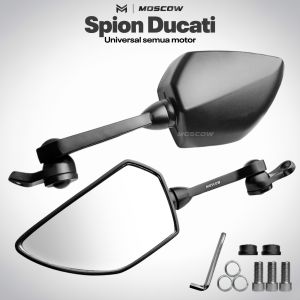 SPION DUCATI APRILIA VARIO 160 MODEL DUCATI FULL HITAM KACA BENING VARIO MOTOR VARIO 160 SEPASANG TANGKAI PENDEK UNIVERSAL