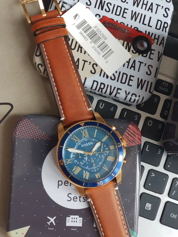 Fossil Men Grant Sport Blue Dial Chronograph Leather Watch FS5268 With 1 Year Warranty On Mechanism Lazada PH