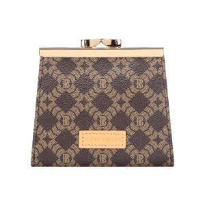 Royal Bagger Women’s RFID Credit Card Holder Wallet – Vintage Coin Purse with Signature Coated Canvas & Vegetable-Tanned Cowhide Leather Kiss Lock Short Wallet 5242