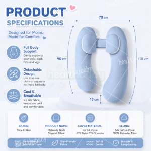 All-in-one U/H Shaped Pregnancy Pillows Ice Silk Maternity Pillow for Sleeping Back/Belly Support Cooling