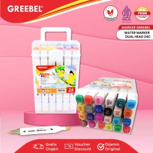 GREEBEL Spidol Water Marker Dual Head (24 Warna) / Sketsa Spidol Marker Set Spidol Warna Warni