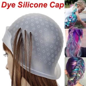 Salon Dye Silicone Cap Highlight Rubber Frosted Cap with Hook Tinted Highlight Reusable Hair Style Salon Tools