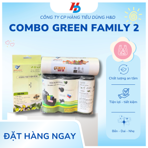 Green Family 2 - Combo Găng Tay + Túi Cuộn Thực Phẩm M + Túi Rác Cuộn M