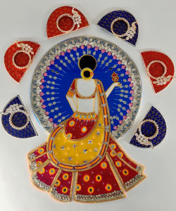 Traditional Reusable Handcrafted Rangoli Beautiful Festive Home Decor Acrylic Rangoli | Diwali Decoration with Studded Stones (Pack of 1 pc)