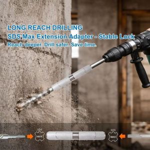 RANZH 5‑Groove Adapter Round Shank Adapter Impact Resistance SDS Max Round Shank Drill Bit Connector Electric Hammer Extension Rod Connected Firmly Hammer Drill Bit Adapter Drill Bit Extension