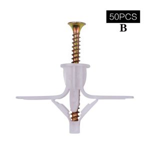 50Pcs Plastic Hollow Wall Screw Fixings Anti Rotate Drywall Stable Butterfly/Aircraft Type Bolt