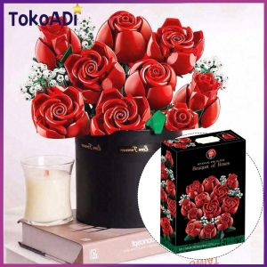 RoseFlower bouquet Building Block Flower Bouquet Gift Puzzle Assembled Building Block Toy 822PCS