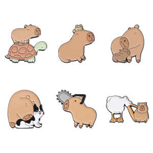 Handmade Ghim Cài hình động vật dễ thương capybara pins quần áo hoạt hình Kết cấu hợp kim cho hợp thời trang trang phục và quà tặng
