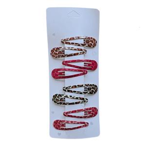 Metal Snap Hairpins With Animal Print Coating 8Pcs Drop/Star Shaped Barrettes For Ponytails Updos Thick Thin Hair