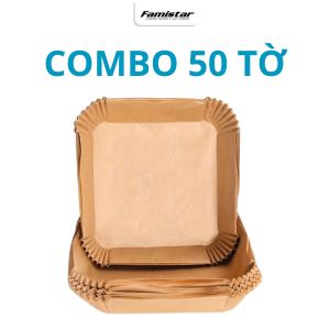 Combo 200 giấy lót nồi chiên ko dầu giấy nến nồi chiên không dầu giấy nến nướng bánh vuông GN100 Famistar
