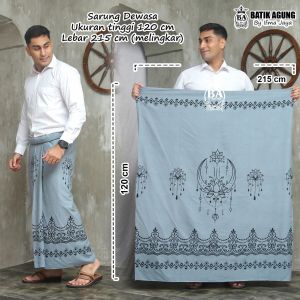 Sarung Batik Rayon / Goyor Premium Motif Bulan/Lotus | Seragam Warna | Dewasa