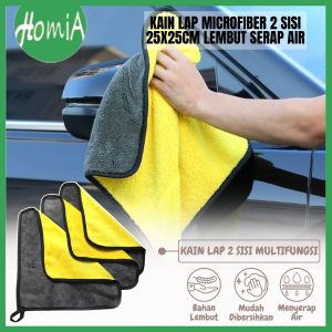 Kain Lap Microfiber 2 Sisi 25x25Cm Serbaguna Cleaning Cloth Multifungsi Handuk Pembersih Debu -HOMIA