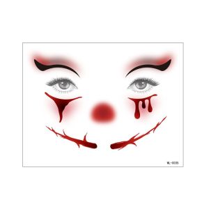 JFDHGR Make Up Joker Face Tattoo Sticker Face Art Waterproof Circus Clown Temporary Tattoo Freckle Decals Long Lasting Little Witch Face Sticker Halloween