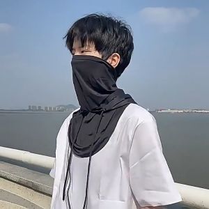 Multi Use Balaclava Hoodie Hat Full Face Mask Muslin Face Mask with Hood Thin Mask Riding Hat