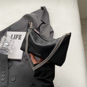 IELGY กระเป๋าสะพายข้างสายโซ่สำหรับผู้หญิงแมสเซ็นเจอร์สะพายไหล่ผิวสัมผัสระดับไฮเอนด์