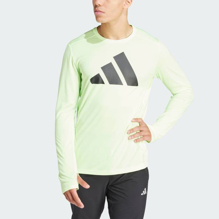 adidas Running Run It Long Sleeve Tee Men Green IN0063 | Lazada.co.th