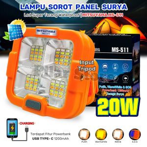 Lampu Darurat | Lampu Emergency MITSUYAMA MS-511 SOLAR LIGHT LED TENAGA SURYA IP66 TAHAN AIR - POWER BANK 1200mAh - Nol Rupiah BAYAR LISTRIK