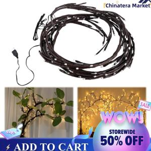【Chinatera】USB Powered Tree Vine Light 8 Modes Rattan Tree Decorative Light with Remote Control for Wedding Party Christmas Decor