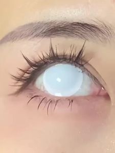 (COD)Eyeshare Halloween Colored Contact Lenses White And Black 1 Pair Gothic Cosplay Contact Lenses With Creepy White Pupils
