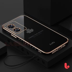 Case Oppo Reno 8T 5G Terbaru Silikon Motif Maple Daun Free Tali Lanyard Soft Casing Handphone