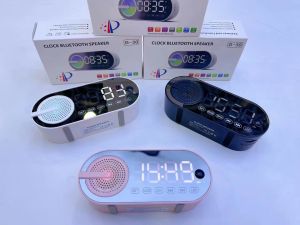 Multifunction Wireless Bluetooth Speaker LED Alarm Clock Home Room Portable FM Radio Mini Speakers Digital Display Wake Up Table Desktop Clock as a gift