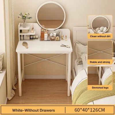 Nordic Simple Vanity Table With Led Light Mirror With Drawer Dresser Make Up Table Modern Dresser