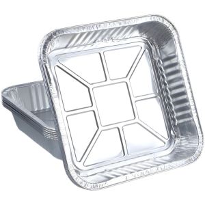 50Pcs Disposable Aluminum Foil Pan Air Fryer Square Thickened Baking Tray Oil Proof Non Stick BBQ Dulang