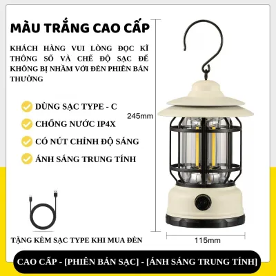 Đèn Bão .Đèn măng xông ru lịch rã ngoại có pin tích điện tiện lợi