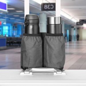 TKC28 Portable Storage Luggage Cup Holder Fits All Handles Hands-Free Design Travel Drink Carrier Wear-resistant Easy Installation Suitcase Drink Bag Travel Essentials