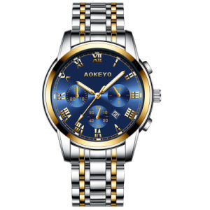 Aokeyo jam tangan cowok dewasa anti air ori 4006 jam tangan pria keren 2022 tahan air Luxury Stainless Steel（Free BOX+Kartu Garansi）