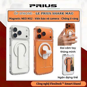 Ốp lưng từ tính đai đeo tay FlexDock™ Smart Stand + ngăn đựng thẻ cho iPhone 17 Pro Max Hiệu Le Prius Magnetic Neo N52 - Đệm khí chống sốc chống  ố vàng Gờ viền bảo vệ camera thiết kế linh hoạt an toàn