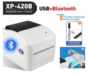 Xprinter 420B Thermal Label Printer with USB & Bluetooth A6 size waybill AWB Shipping Label Printer 4*4/4*6 Label Barcode Print Support QR Code