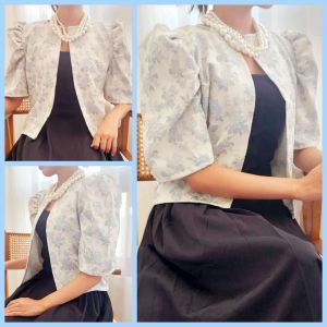 merieCasual Graduation Party School Events Recognition Filipiniana Puff Sleeves Textured Bolero Blazer Top   fits up to xl body frame classy and elegant timeless classic  timeless top casual or party classic top super kapal ng tela hindi kayo magsisi our