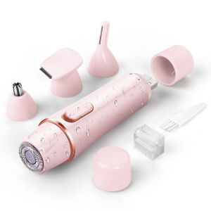 กำจัดขนใบหน้าสำหรับผู้หญิงมีดโกนไฟฟ้าแบบมืออาชีพแบบ4 In 1ชุดเครื่องโกนหนวด USB เครื่องเล็มขนตัวแบบชาร์จไฟได้